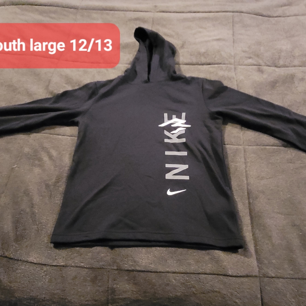 Nike 3 Brand Black Hoodie with White Logo Youth Large 12/13